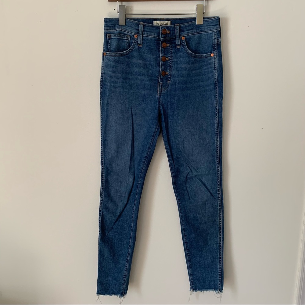 Madewell 10 inch high rise skinny jeans, medium wash, size 28